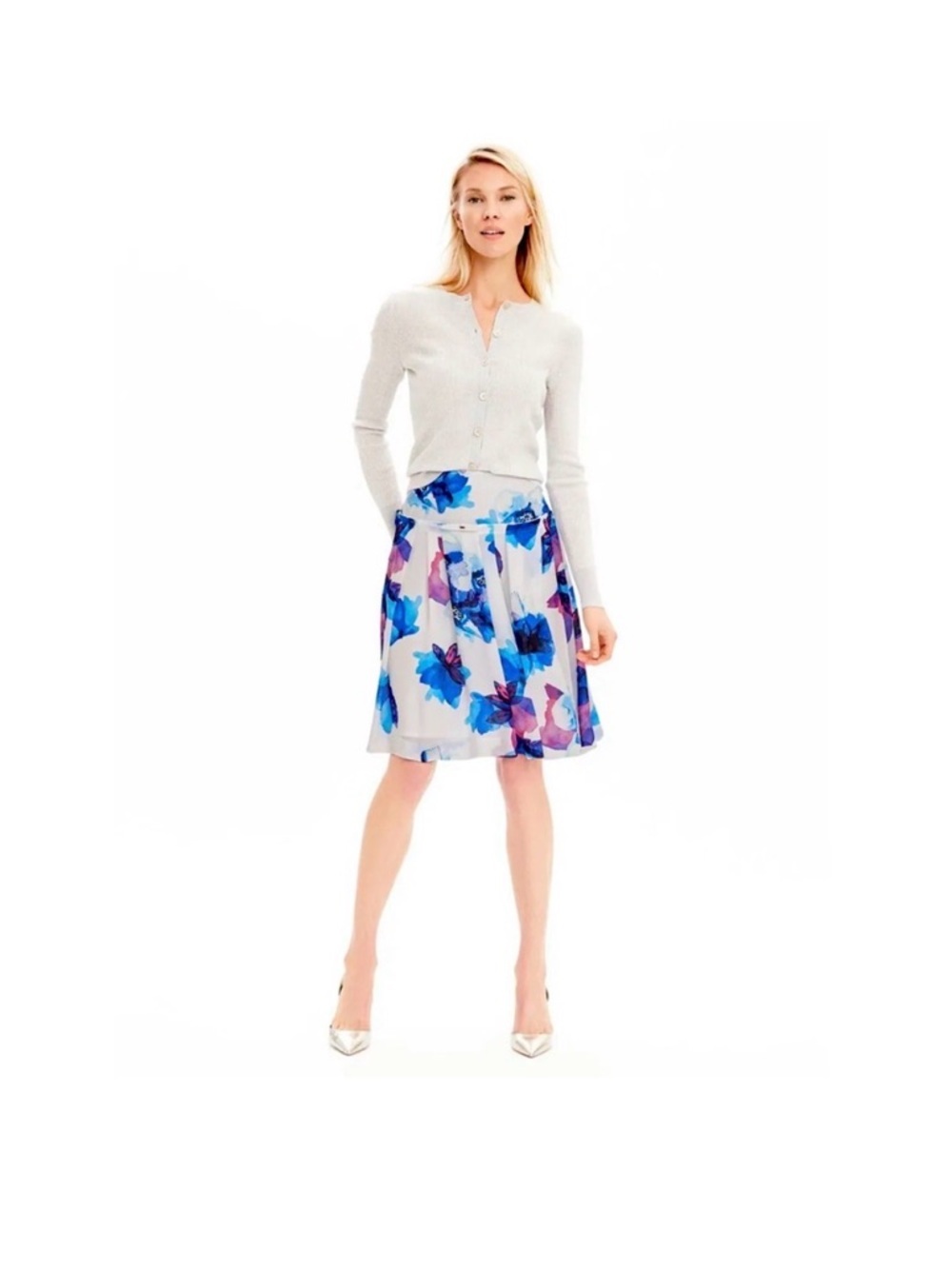 Banana Republic Watercolor Floral A-Line  Skirt
